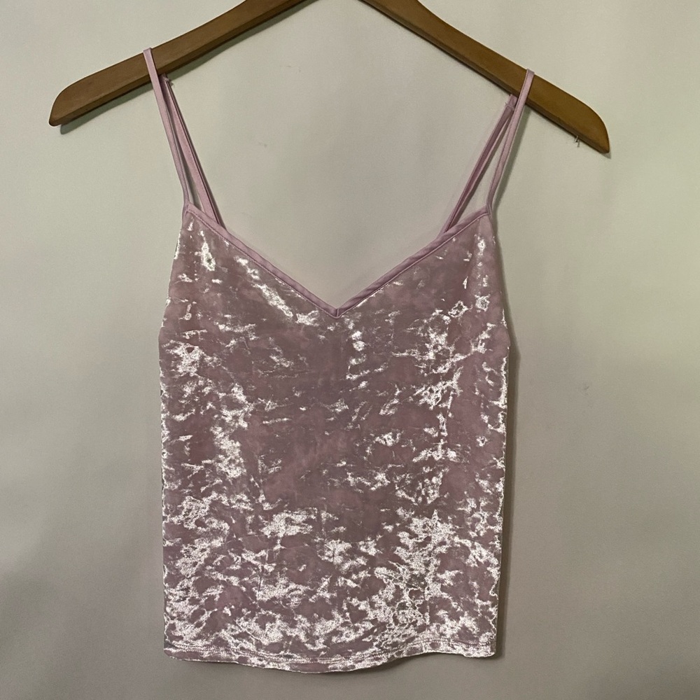 Victorias Secret Pink M Cropped Velvet Swing Tank Top Bubble Gum Soft Girl Fairy